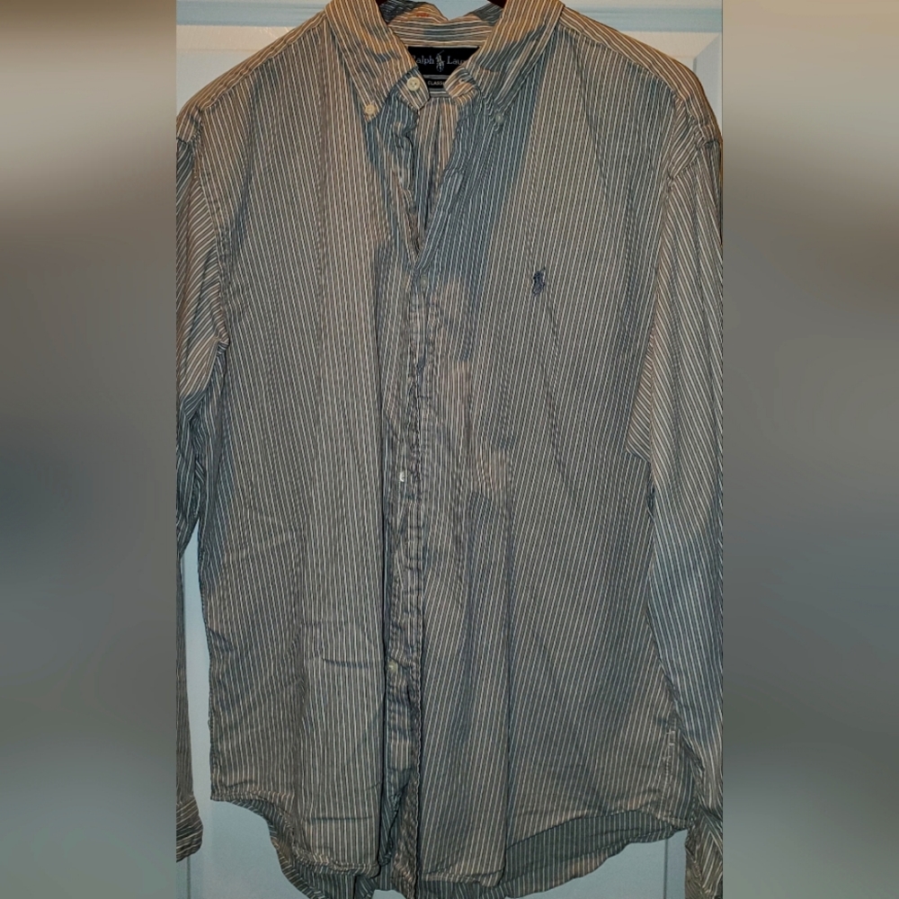 Ralph Lauren Button Up XL Grey White